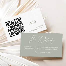 Elegant Sage Green Wedding Website Qr Code Begleitkarte