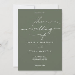 Elegant Sage Green & White Modern Script Wedding  Einladung