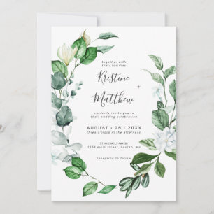 Elegant Sage Greenerity Wreath White Floral Weddin Einladung