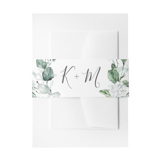 Elegant Sage Greenery Blumenschrift Hochzeit Einladungsbanderole (Vorderseite Beispiel)