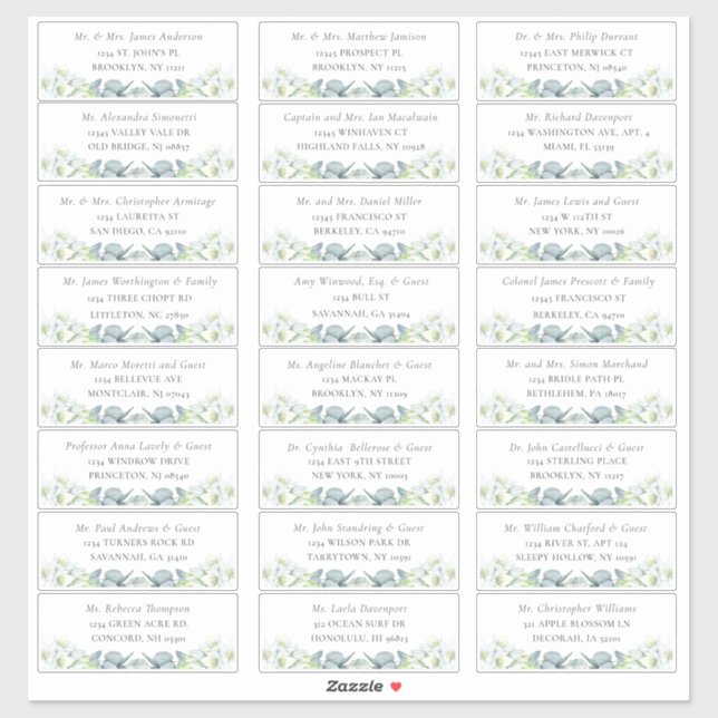 Elégant Sage Greenery Étiquettes de adresse invité (Feuille)