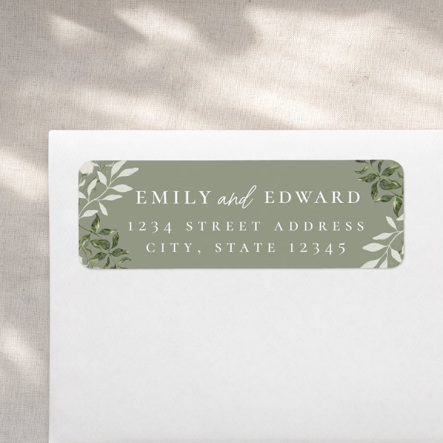 Elegant Sage Greenery Wedding Return Address (Von Creator hochgeladen)