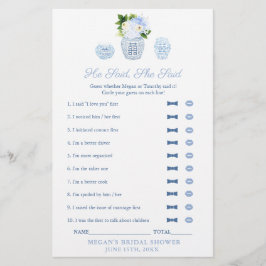 Elegant sagte er, sie sagte Brautparty-Spielkarte