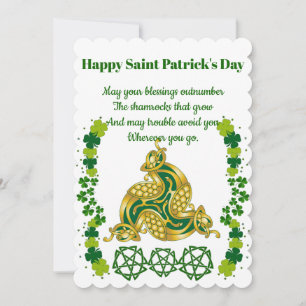 Elegant Saint Patrick's Day Green Kleeblatts Celti Feiertagskarte