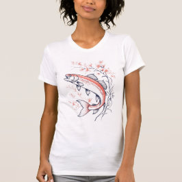 Elegant Salmon and Floral Harmony T-Shirt