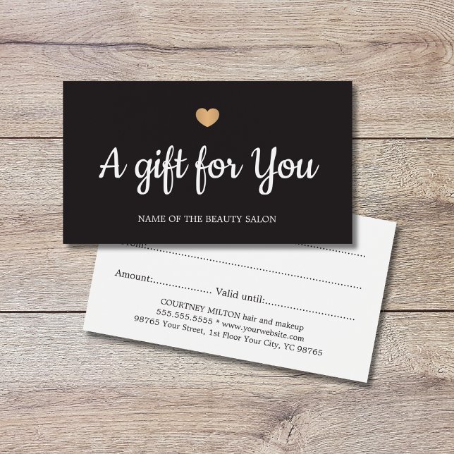 Elégant salon de coeur Noir Blanc Faux Or (Créateur téléchargé)