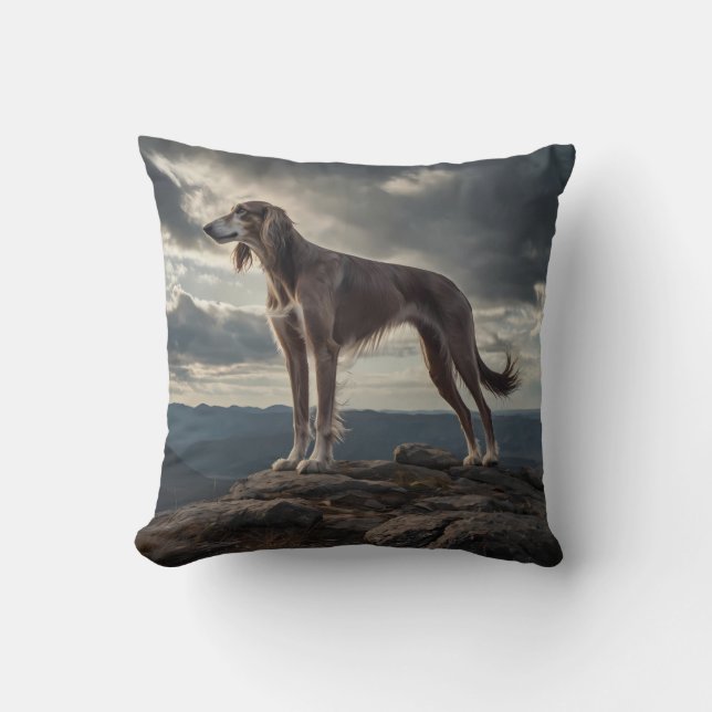 Elegant Saluki Throw Kissen (Vorderseite)