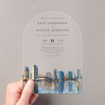 Elegant San Diego Skyline Watercolor Wedding Arch Acryleinladungen<br><div class="desc">This elegant San Diego skyline watercolor wedding transparent acrylic invitation can be personalized with your information in chic typography. Designed by Thisisnotme©</div>