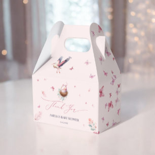 Elegant sanft rosa Storch Danke  Geschenkschachtel