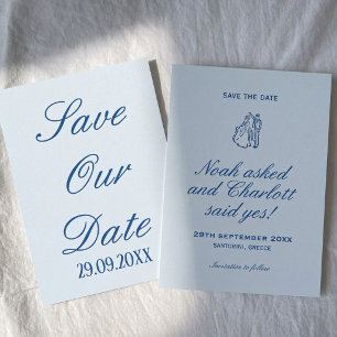 Elegant Sanftes Blau Küsten Romantisch Klassische Save The Date