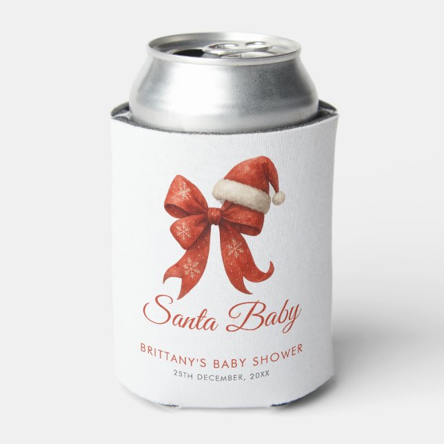 Elegant Santa Baby Duwer Red Bow Weihnachten Dosenkühler (Kanne Vorderseite)