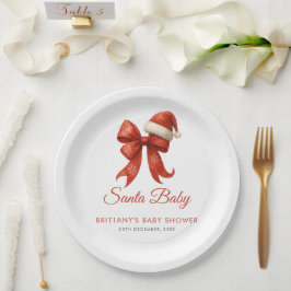 Elegant Santa Baby Duwer Red Bow Weihnachten Pappteller