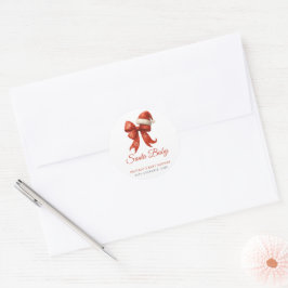 Elegant Santa Baby Duwer Red Bow Weihnachten Runder Aufkleber