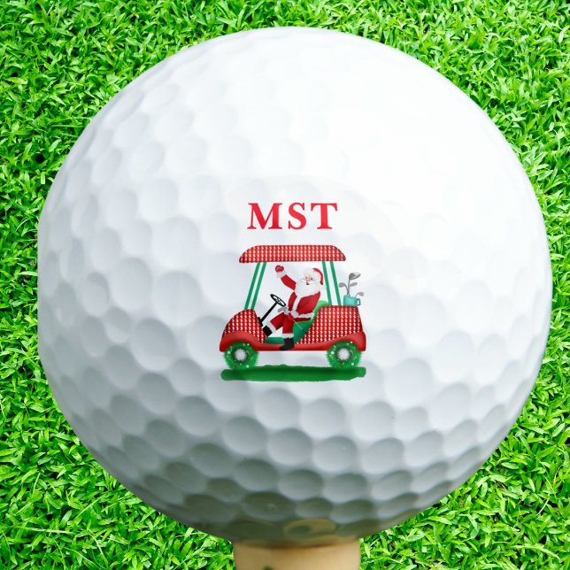 Elegant Santa Golf Weihnachts Monogram Golfball (Von Creator hochgeladen)