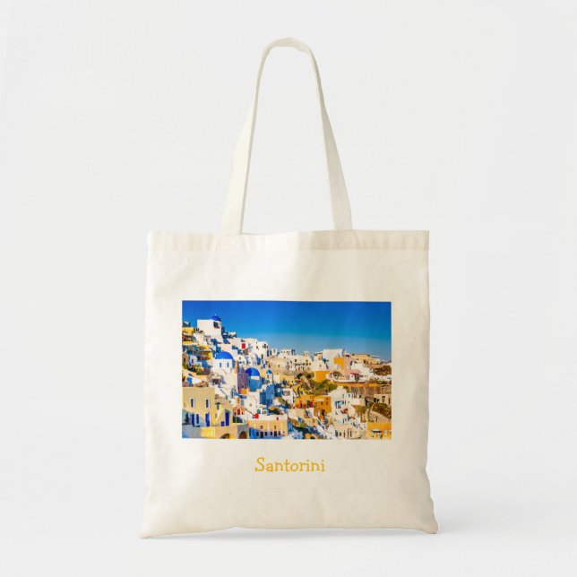 Elegant Santorini Griechenland Landschaftlich Tragetasche (Vorne)