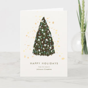 Elégant sapin de Noël blanc carte de vacances d'af