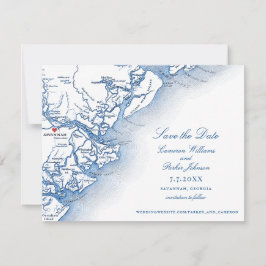 Elegant Savannah Georgia Wedding Schwarz-weiß Map Save The Date