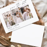 Elegant Save the Date 3 Foto Minimalistisch<br><div class="desc">Modernes und elegantes Landschaftsbild Horizontal Drei (3) Foto Save the Date Hochzeit mit handgeschriebener Schrift Typografie. Der Save the Date einladende Magnet beinhaltet Skripttypografie und schick und schlichtes Design,  mit dem Sie Ihre individuelle Verlobung Fotografie hinzufügen können.</div>