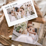 Elegant Save the Date 4 Foto Einfach<br><div class="desc">Modernes und elegantes Landschaftsbild Horizontal Vier (4) Foto Save the Date Hochzeitsmagnet mit handgeschriebener Schriftzeichen. Der Save the Date einladende Magnet beinhaltet Skripttypografie und schick und schlichtes Design, mit dem Sie Ihre individuelle Verlobung Fotografie hinzufügen können.</div>