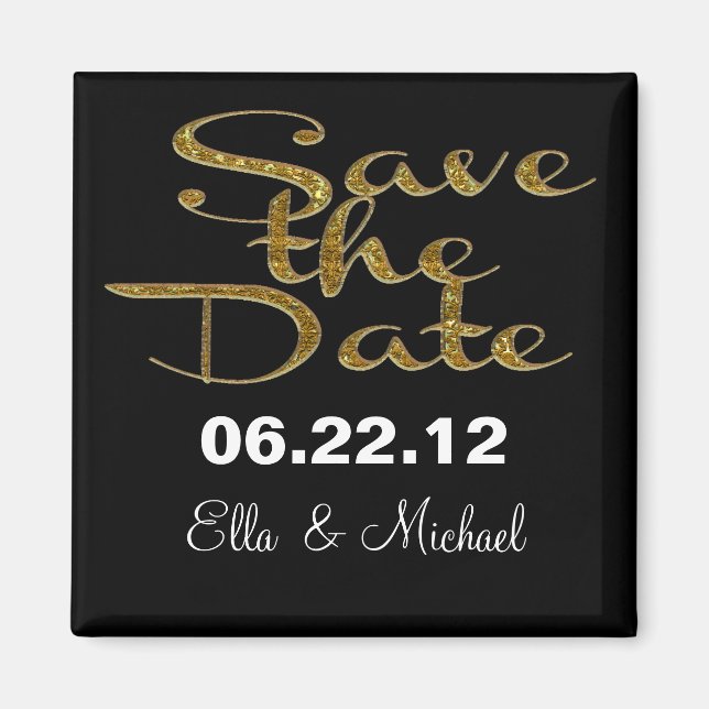 Elegant Save the Date Black Magnet (Vorne)