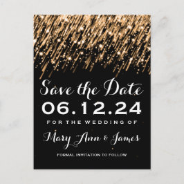Elegant Save the Date Falling Stars Gold Ankündigungspostkarte