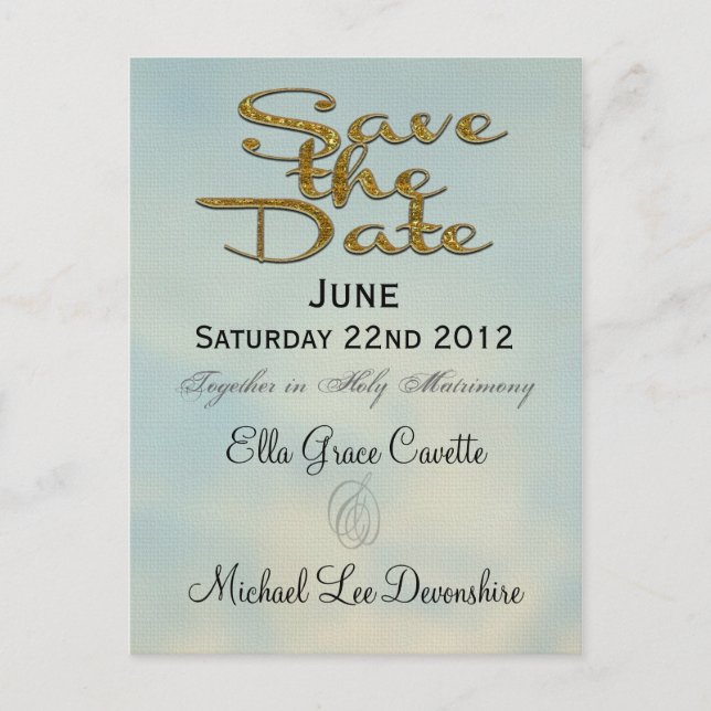 Elegant Save the Date II Hochzeit Erinnerung Ankündigungspostkarte (Vorderseite)