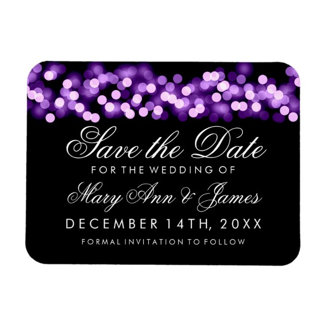 Elegant Save the Date Lila Hollywood Glam Magnet (Horizontal)