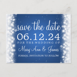 Elegant Save the Date Magic Sparkle Blue Ankündigungspostkarte