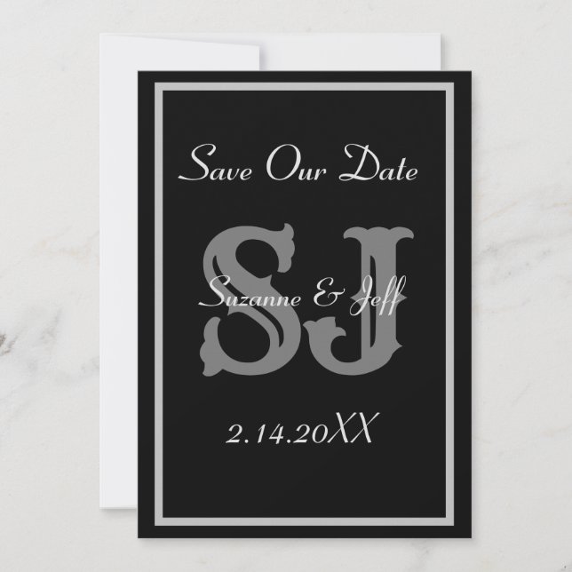 Elegant Save the Date Monogram Wedding Einladung (Vorderseite)