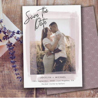 Elegant Save the Date Rosa und Foto