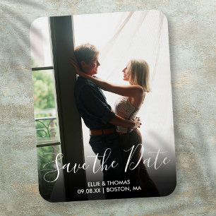 Elegant Save the Date Script Foto Wedding Magnet
