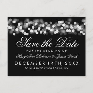 Elegant Save the Date Silver Hollywood Glam Ankündigungspostkarte