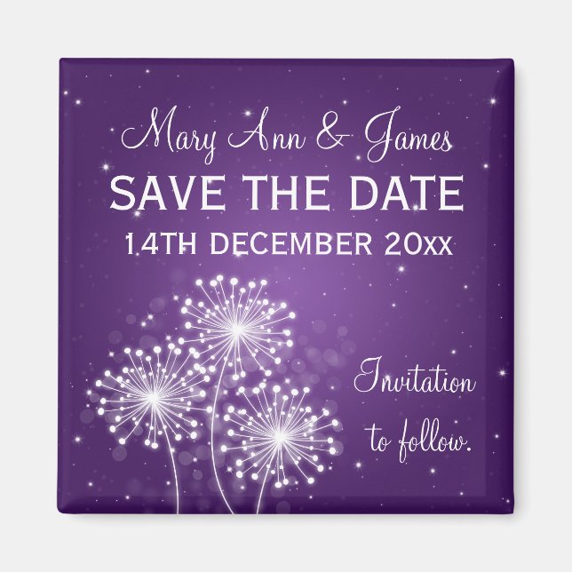 Elegant Save the Date Sommer Sparkle Lila Magnet (Vorne)
