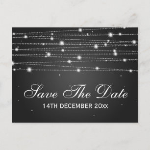 Elegant Save the Date Sparkling Lines Black Ankündigungspostkarte