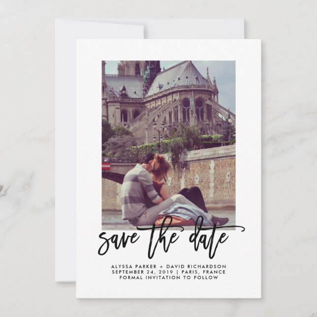 Elegant Save the Date | Typografie und Foto (Vorderseite)