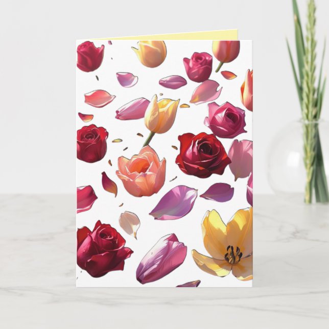 Elegant Scattered Floral Petal Modern Art Greeting Karte (Vorderseite)