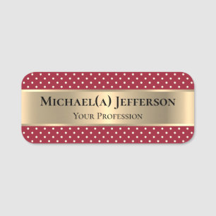 Elegant scharf dunkel roter Polka Dotted & Luxury Namensschild