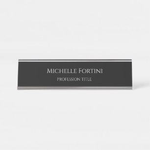 Elegant Schlicht Einfach Minimalistisch Schwarz Schreibtischnamensplakette