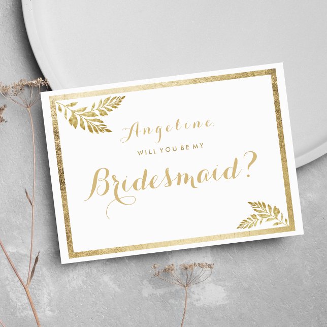 Elegant, schlicht, goldfarben, floralfarben Brides Einladung (Elegance simple white golden floral Bridesmaid )
