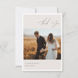 Elegant schlicht mit Line Art Blume & Border Dankeskarte