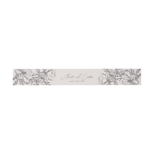 Elegant schlicht mit Line Art Blume & Border Einladungsbanderole (Flach)