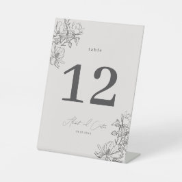 Elegant schlicht mit Line Art Blume & Border Sockelschild