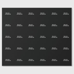 Elegant schlicht Schwarz Weiß Personalisiert Maßge Geschenkpapier