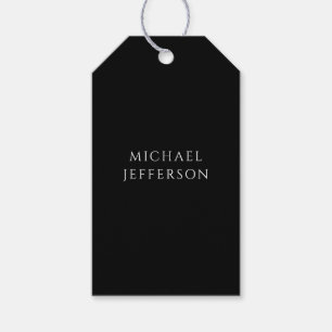 Elegant schlichtes Schwarz Weiß Personalisiert Maß Geschenkanhänger