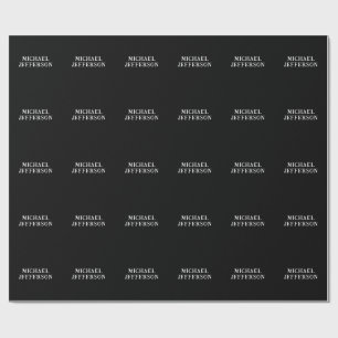 Elegant schlichtes Schwarz Weiß Personalisiert Maß Geschenkpapier