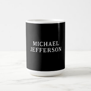 Elegant schlichtes Schwarz Weiß Personalisiert Maß Kaffeetasse