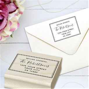 Elegant Schrift Familienname Rücksendeadresse Gummistempel