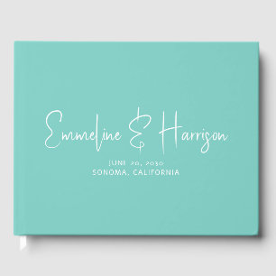 Elegant Schriftart Serif Custom Light Türkise Hoch Gästebuch