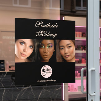 Elegant Schwarz 3 Foto Quadrat Make-up Geschäft Fensteraufkleber
