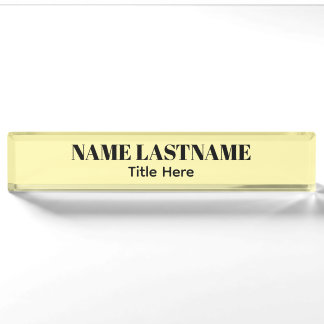 Elegant Schwarz & Gelb benutzerdefinierter Name Namensplakette
